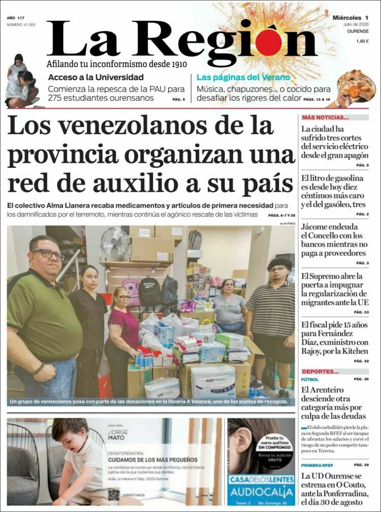 Portada de La Región de Ourense (Espa&ntilde;a)