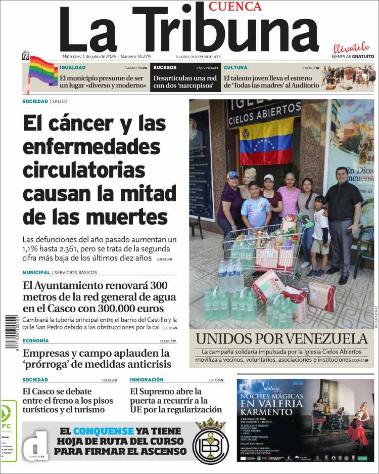 Portada de La Tribuna de Cuenca (Espa&ntilde;a)