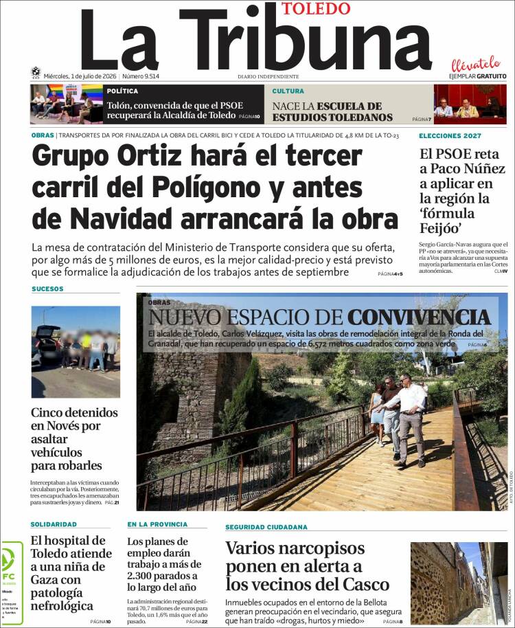 Portada de La Tribuna de Toledo (Espa&ntilde;a)