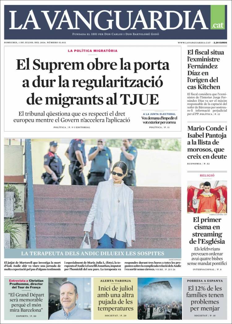 Portada de La Vanguardia (Espa&ntilde;a)