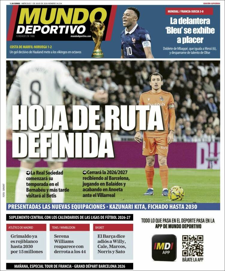 Portada de Mundo Deportivo Gipuzkoa (Espa&ntilde;a)