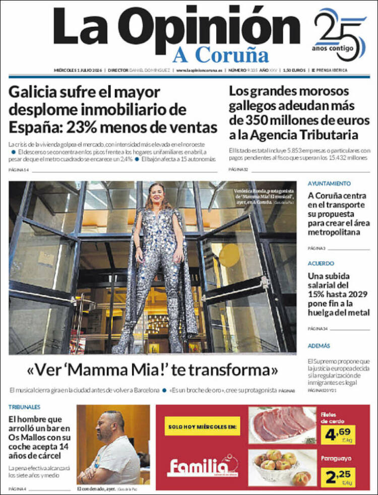 Portada de La Opinión de A Coruña (Espa&ntilde;a)
