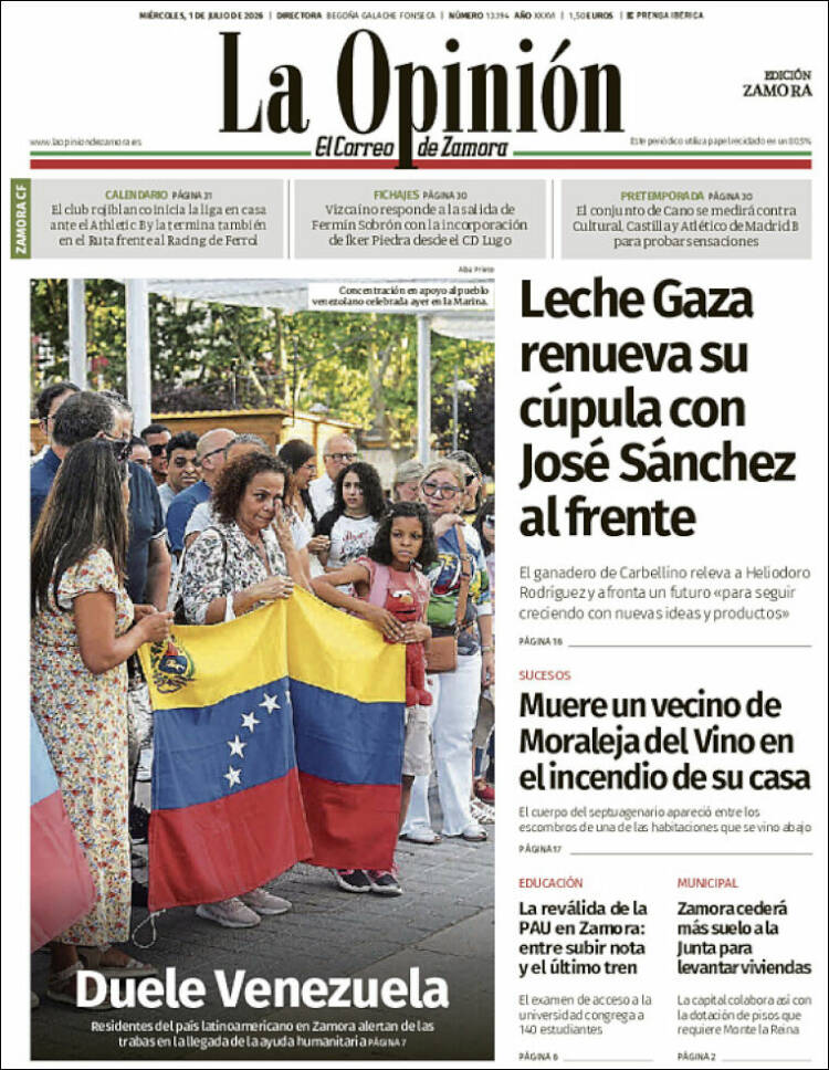 Portada de La Opinión - El Correo de Zamora (Espa&ntilde;a)