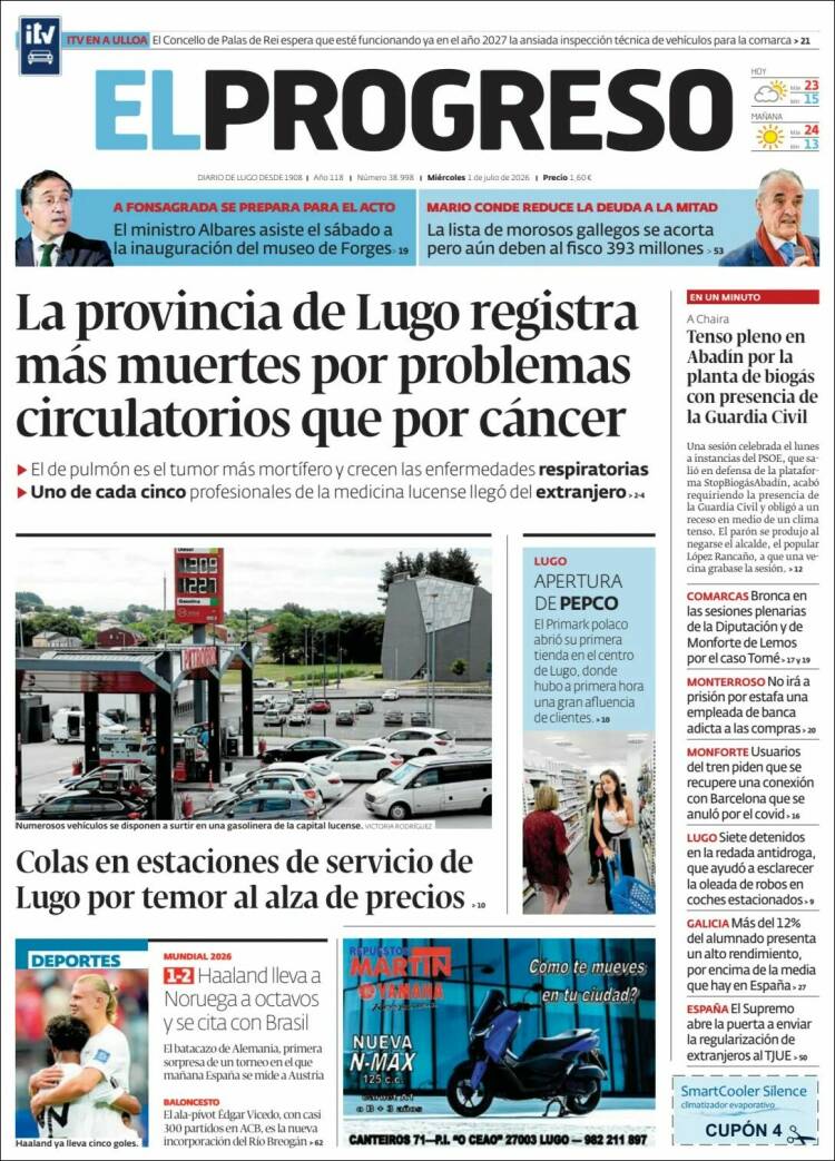 Portada de El Progreso (Espa&ntilde;a)