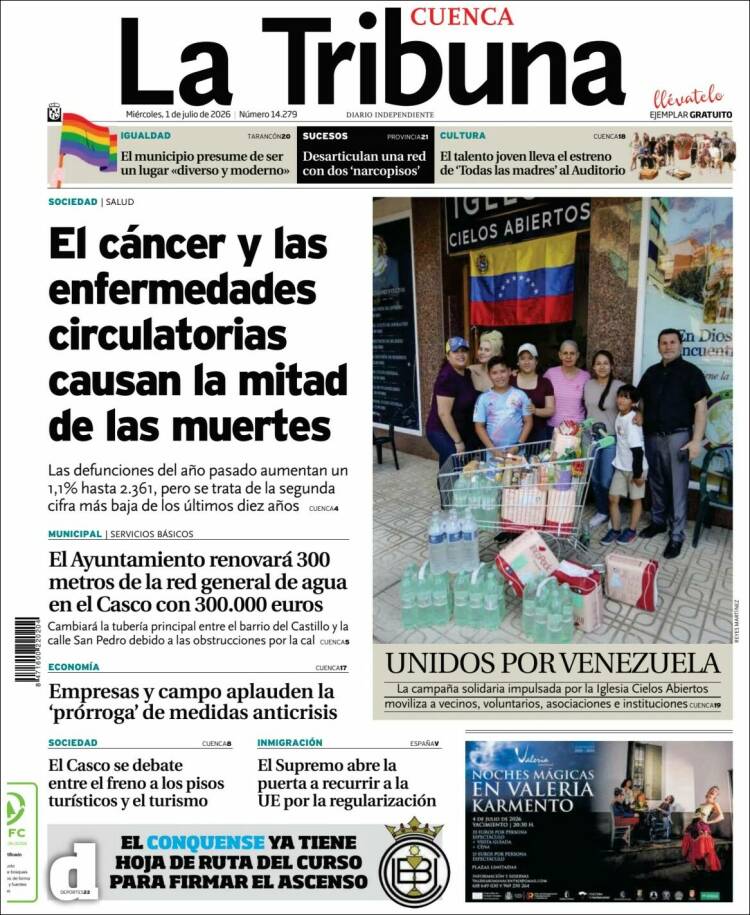 Portada de La Tribuna de Cuenca (Espa&ntilde;a)