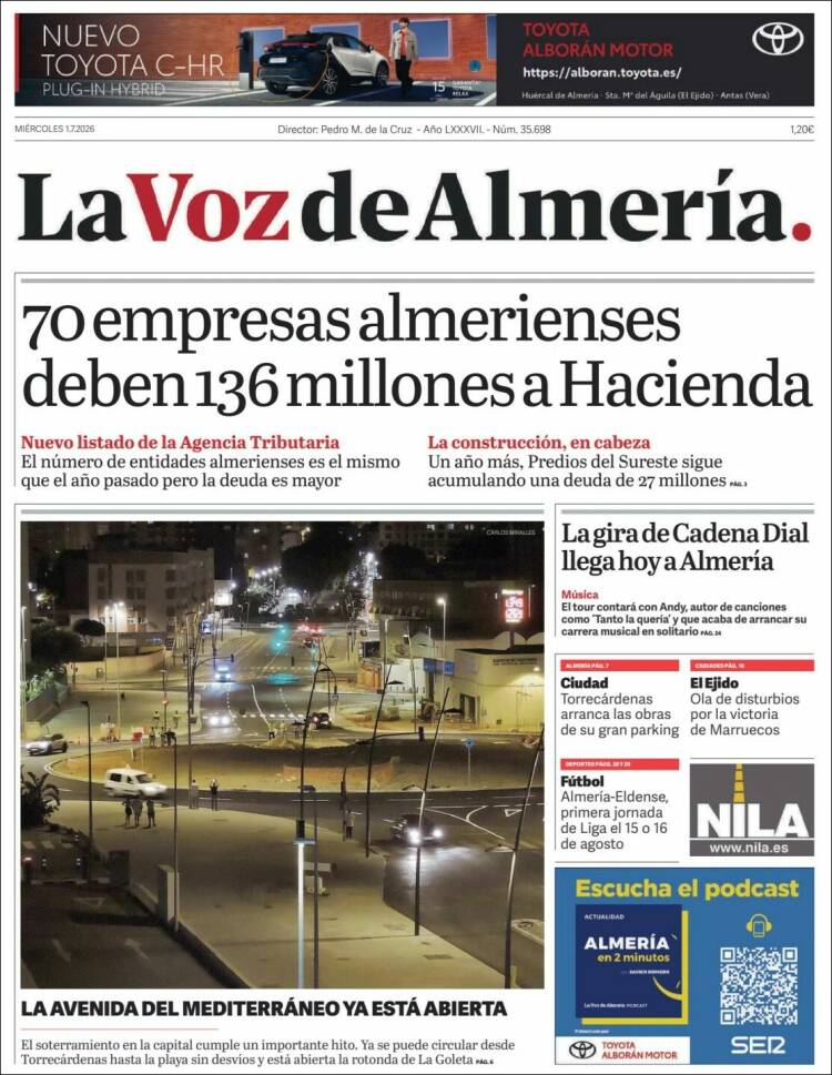 Portada de La Voz de Almería (Espa&ntilde;a)