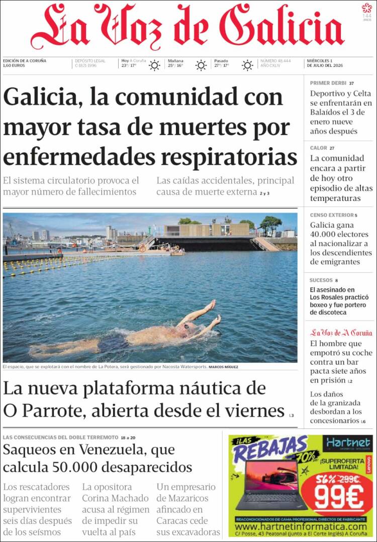 Portada de La Voz de Galicia (Espa&ntilde;a)