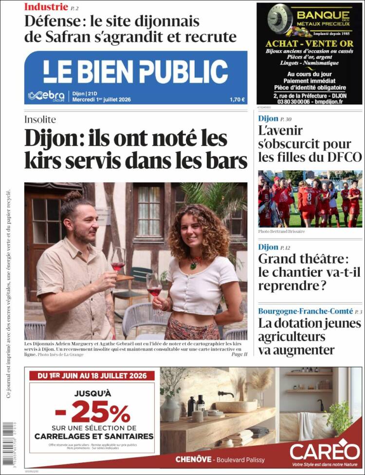 Portada de Le Bien Public (Francia)