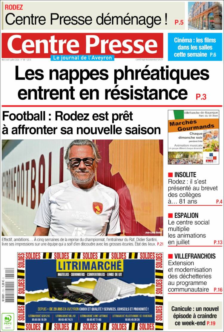 Portada de Centre Presse (Francia)