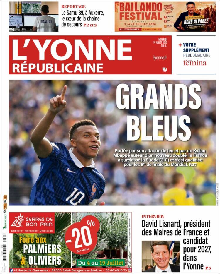 Portada de L'Yonne-Républicaine (Francia)