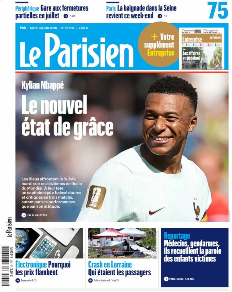 Portada de Le Parisien (Francia)