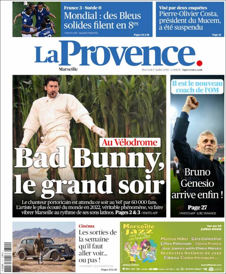 Portada de La Provence (Francia)