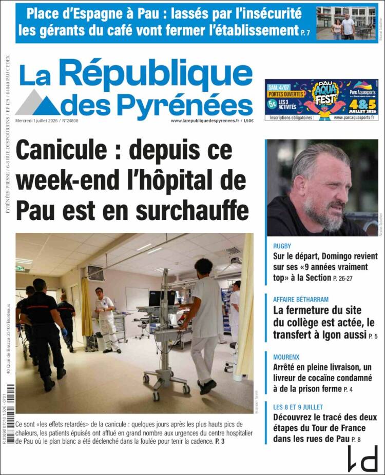 Portada de La République des Pyrénées (Francia)