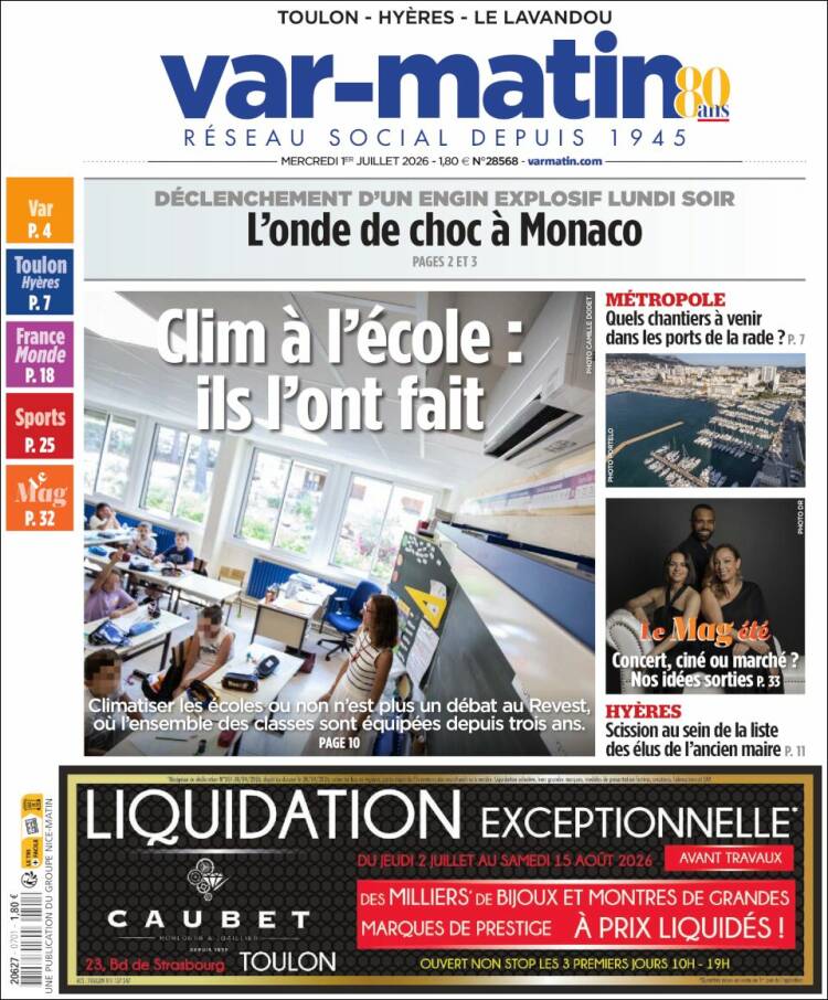 Portada de Var-Matin (Francia)