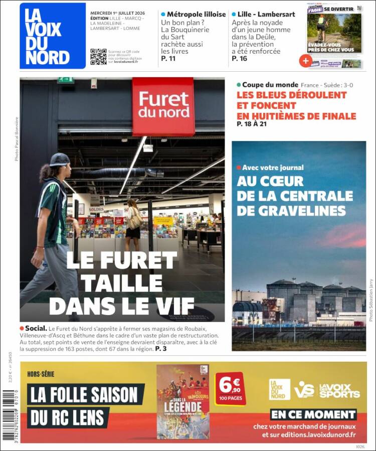 Portada de La Voix du Nord (Francia)