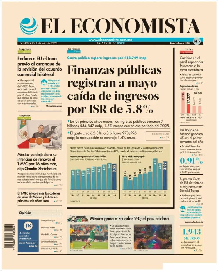 Portada de El Economista (M&eacute;xico)