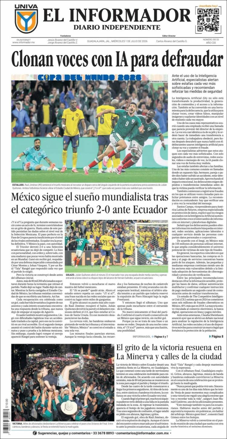 Portada de El Informador (M&eacute;xico)