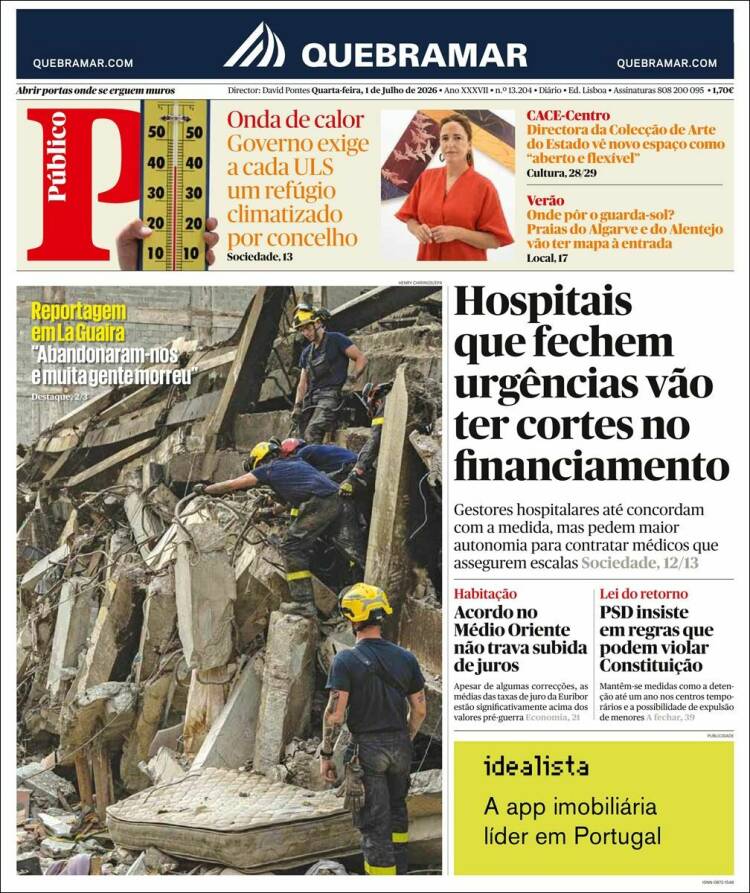Portada de Público (Portugal)