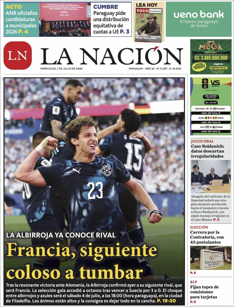Portada de La Nación (Paraguay)