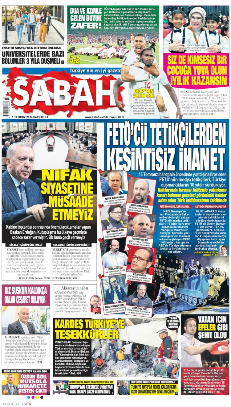 Portada de Sabah (Turqu&iacute;a)