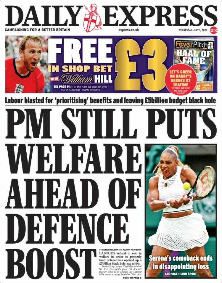 Portada de Daily Express (Reino Unido)