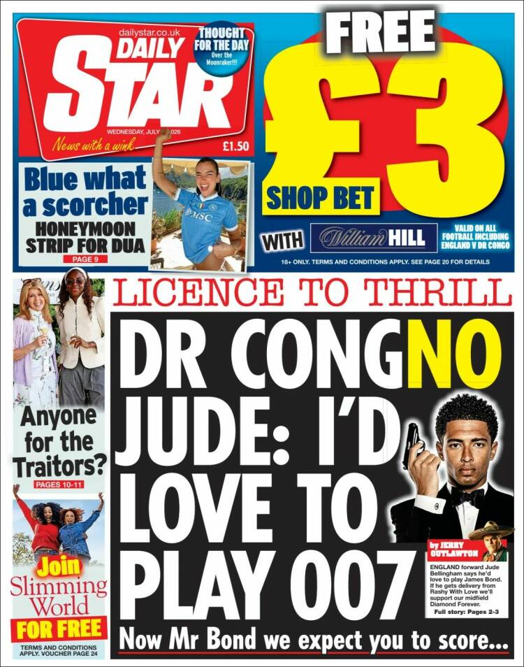 Portada de Daily Star (Reino Unido)