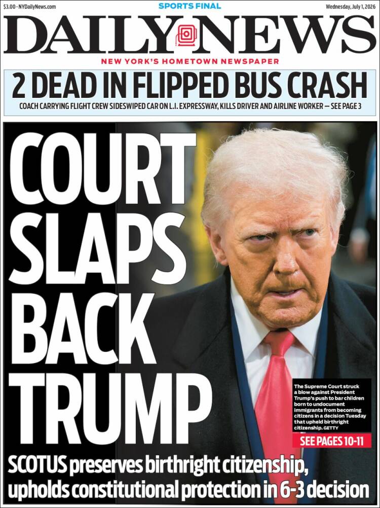 Portada de Daily News - New York (USA)