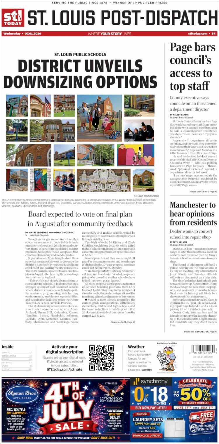 Portada de St. Louis Post-Dispatch (USA)