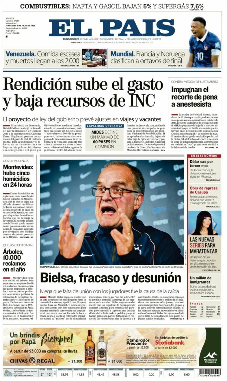 Portada de El País (Uruguay)