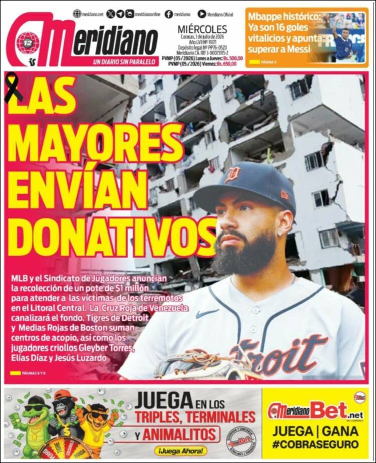 Portada de Meridiano (Venezuela)