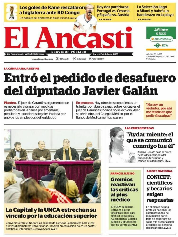 Portada de El Ancasti (Argentina)