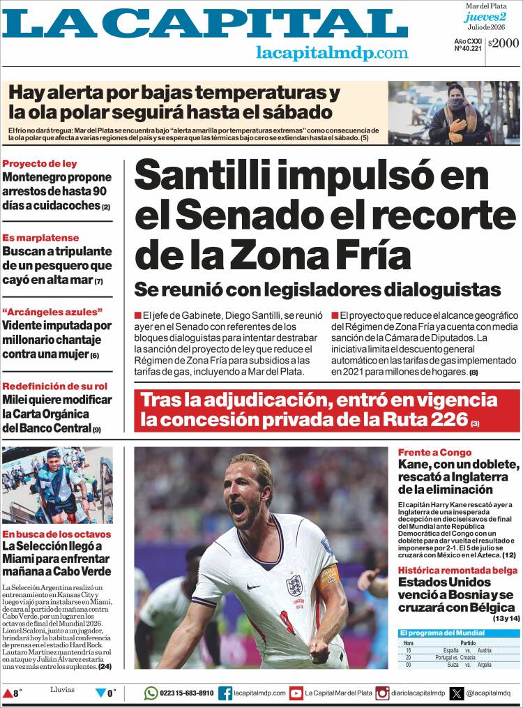 Portada de Diario La Capital - Mar del Plata (Argentina)