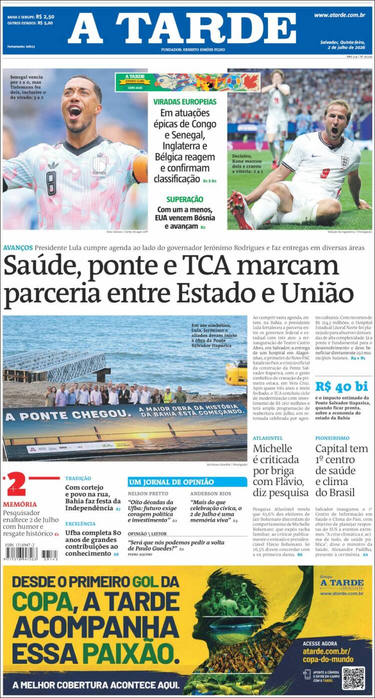 Portada de Diário A Tarde (Brasil)