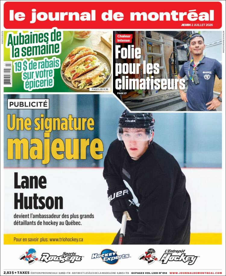 Portada de Le Journal de Montréal (Canad&aacute;)