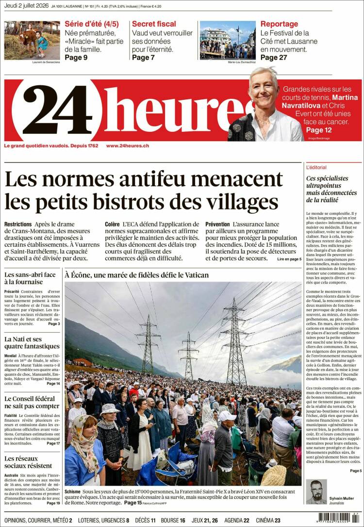 Portada de 24 Heures (Suiza)