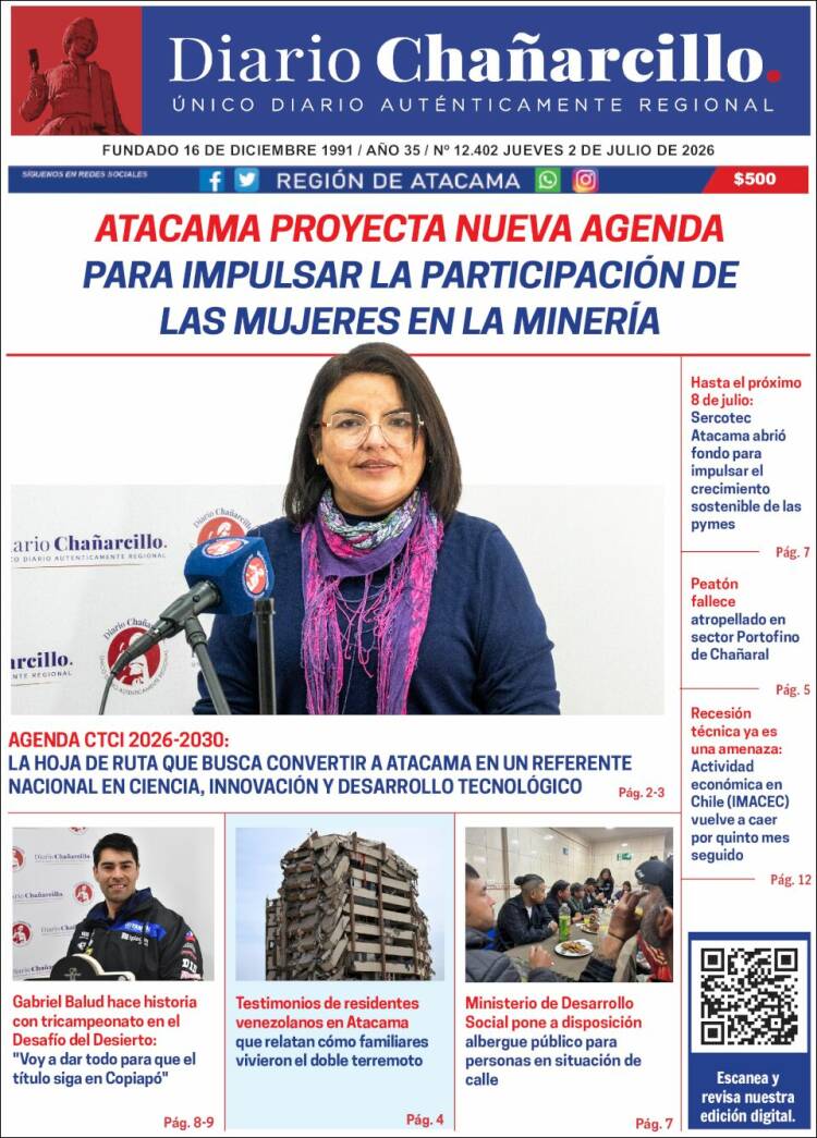 Portada de Diario Chañarcillo (Chile)