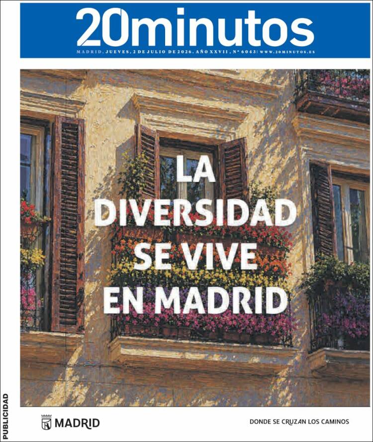 Portada de 20 Minutos - Madrid (Espa&ntilde;a)