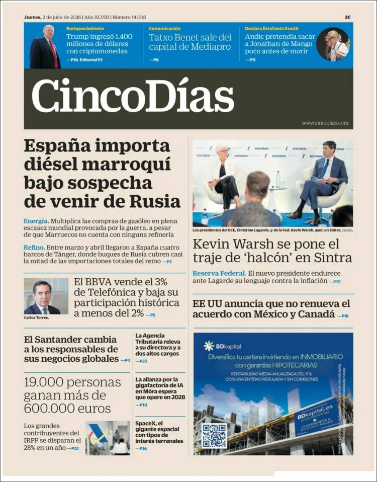 Portada de Cinco Días (Espa&ntilde;a)