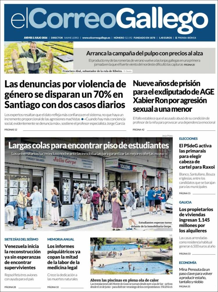Portada de El Correo Gallego (Espa&ntilde;a)