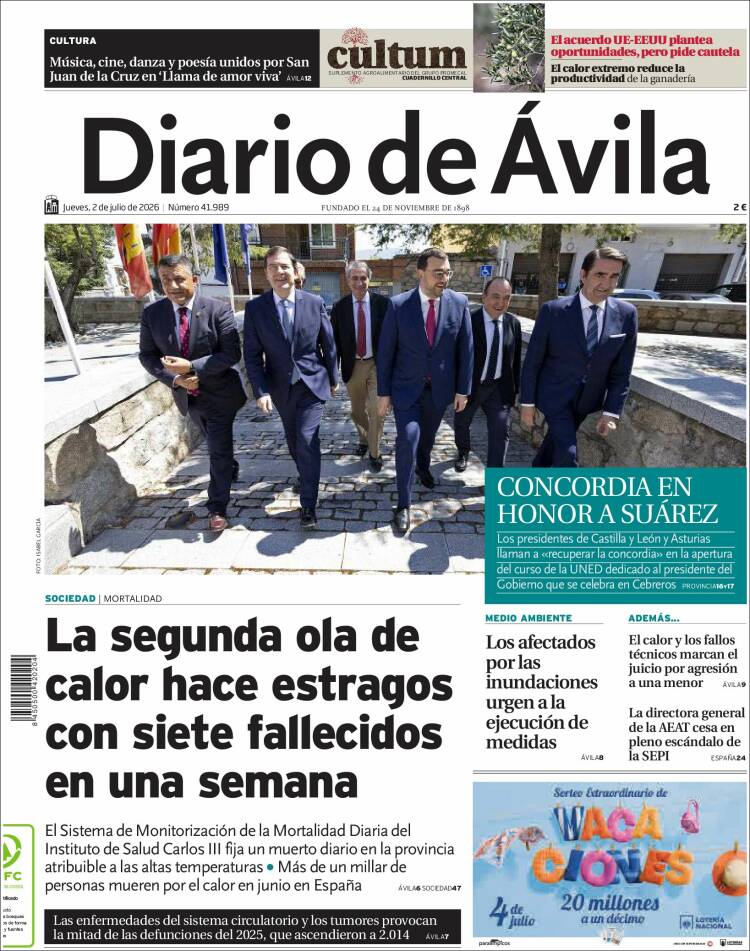 Portada de Diario de Ávila (Espa&ntilde;a)