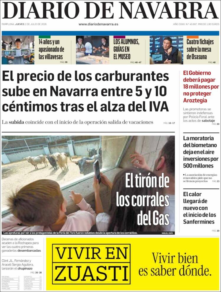 Portada de Diario de Navarra (Espa&ntilde;a)