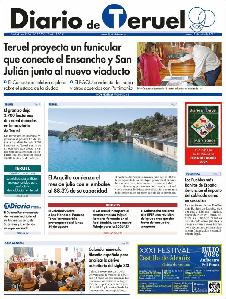 Portada de Diario de Teruel (Espa&ntilde;a)