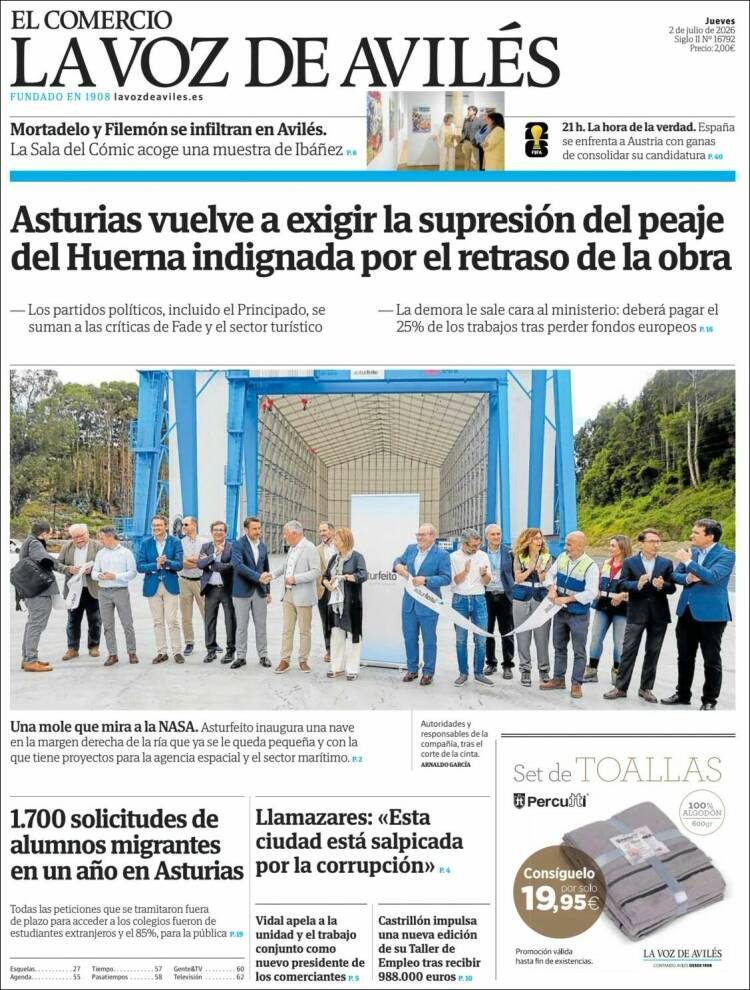 Portada de El Comercio - Avilés (Espa&ntilde;a)
