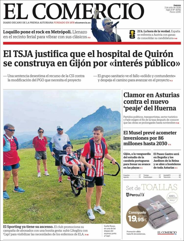 Portada de El Comercio - Gijón (Espa&ntilde;a)