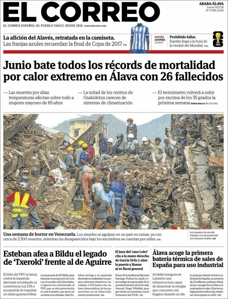 Portada de El Correo - Álava (Espa&ntilde;a)