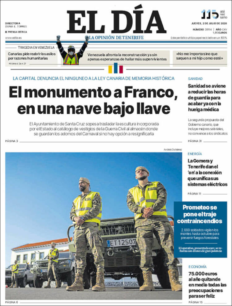 Portada de El Día (Espa&ntilde;a)