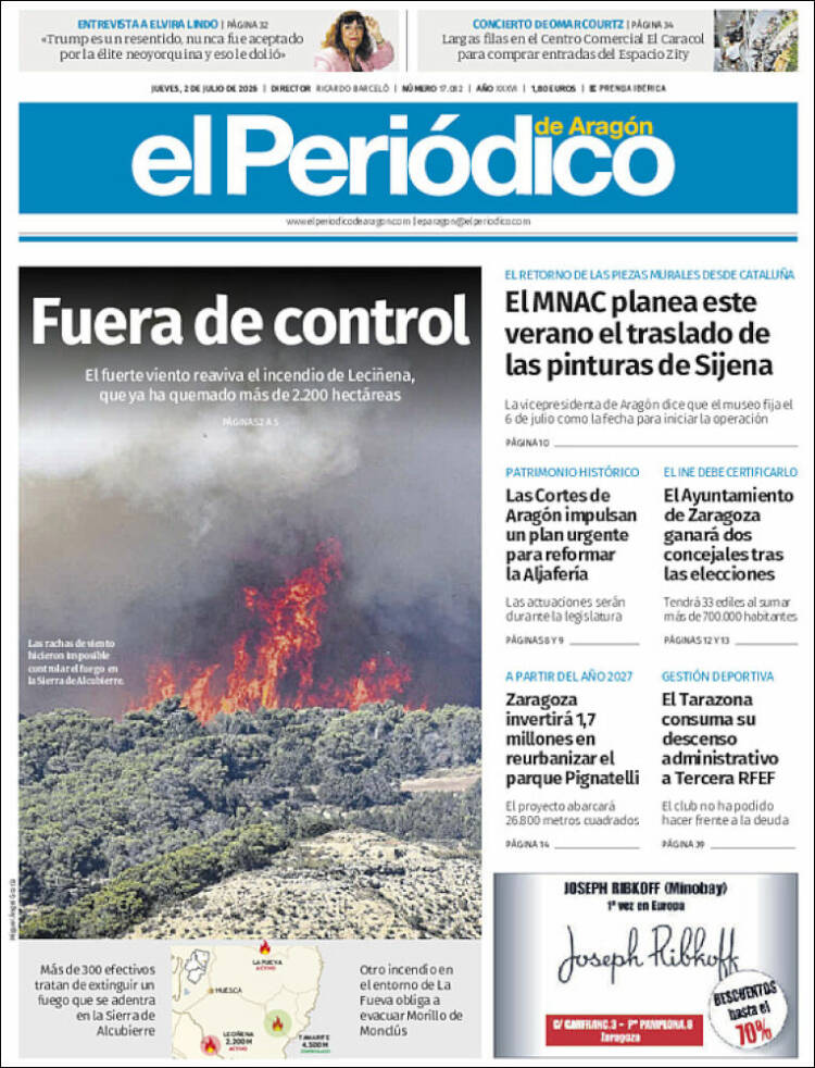 Portada de El Periódico de Aragón (Espa&ntilde;a)
