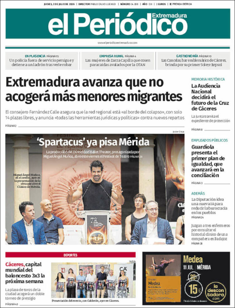 Portada de El Periódico de Extremadura (Espa&ntilde;a)