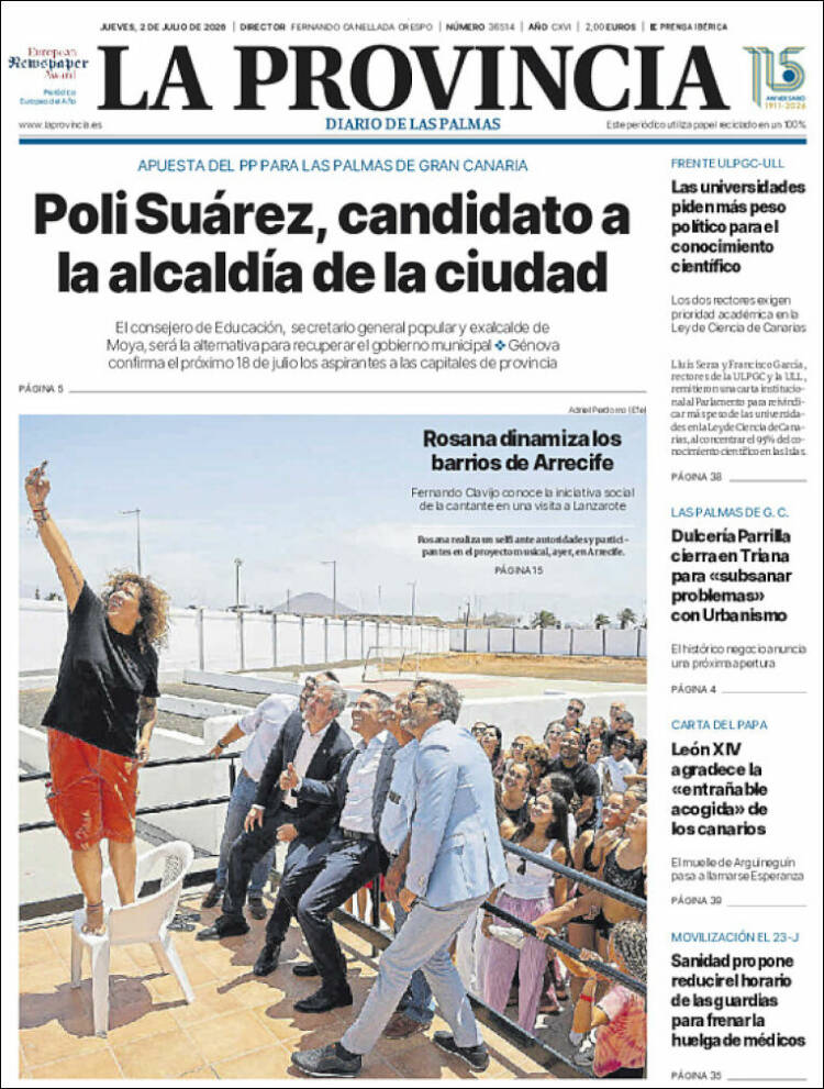 Portada de La Provincia (Espa&ntilde;a)