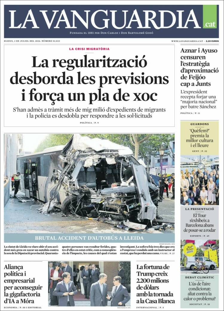 Portada de La Vanguardia (Espa&ntilde;a)